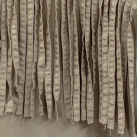 Vtg Silk Mist Button Up Western Shirt Womens L Tan 100% Silk Fringe Long Sleeve - Picture 5 of 8